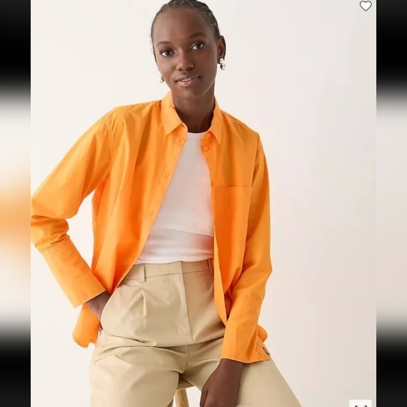 NWT! Garçon Shirt in Garment-Dyed Cotton Poplin, Orange, Size 0 - Picture 2 of 4